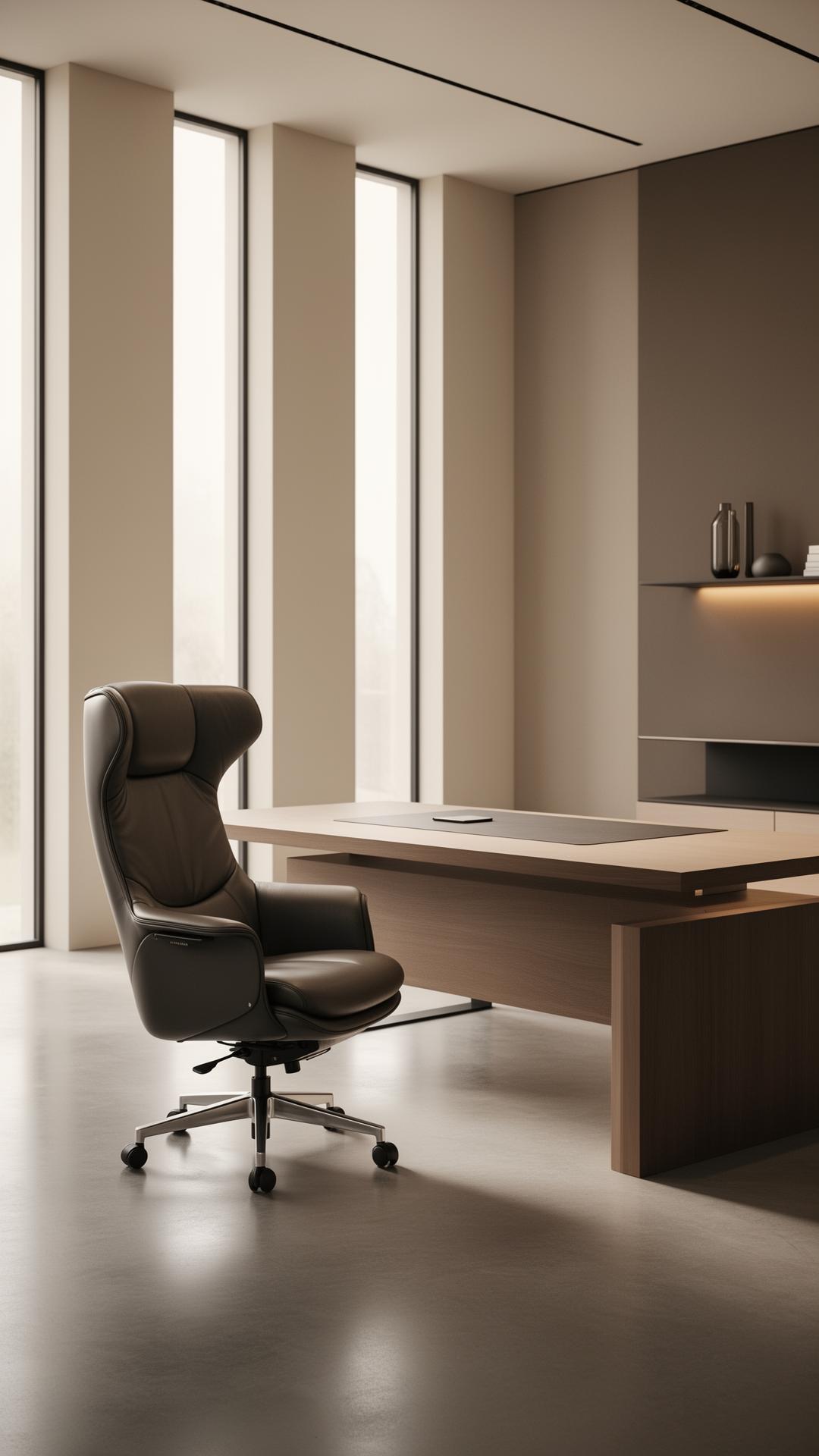 Espacio de oficina equipado con silla ejecutiva